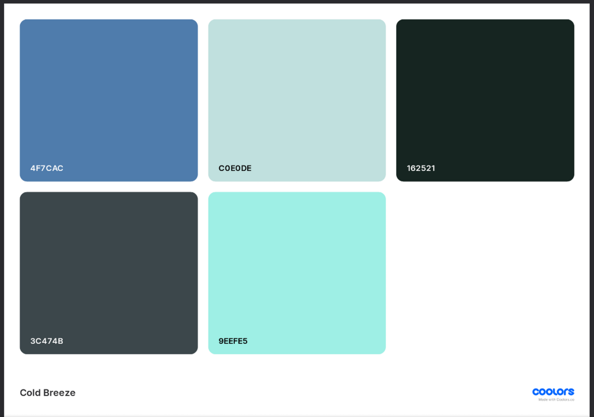 A screenshot showing the color palette generated