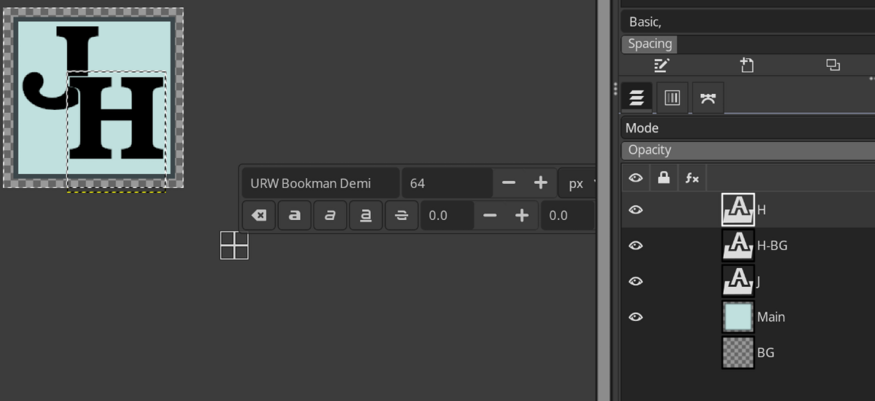A screenshot showing the icon being created using GIMP